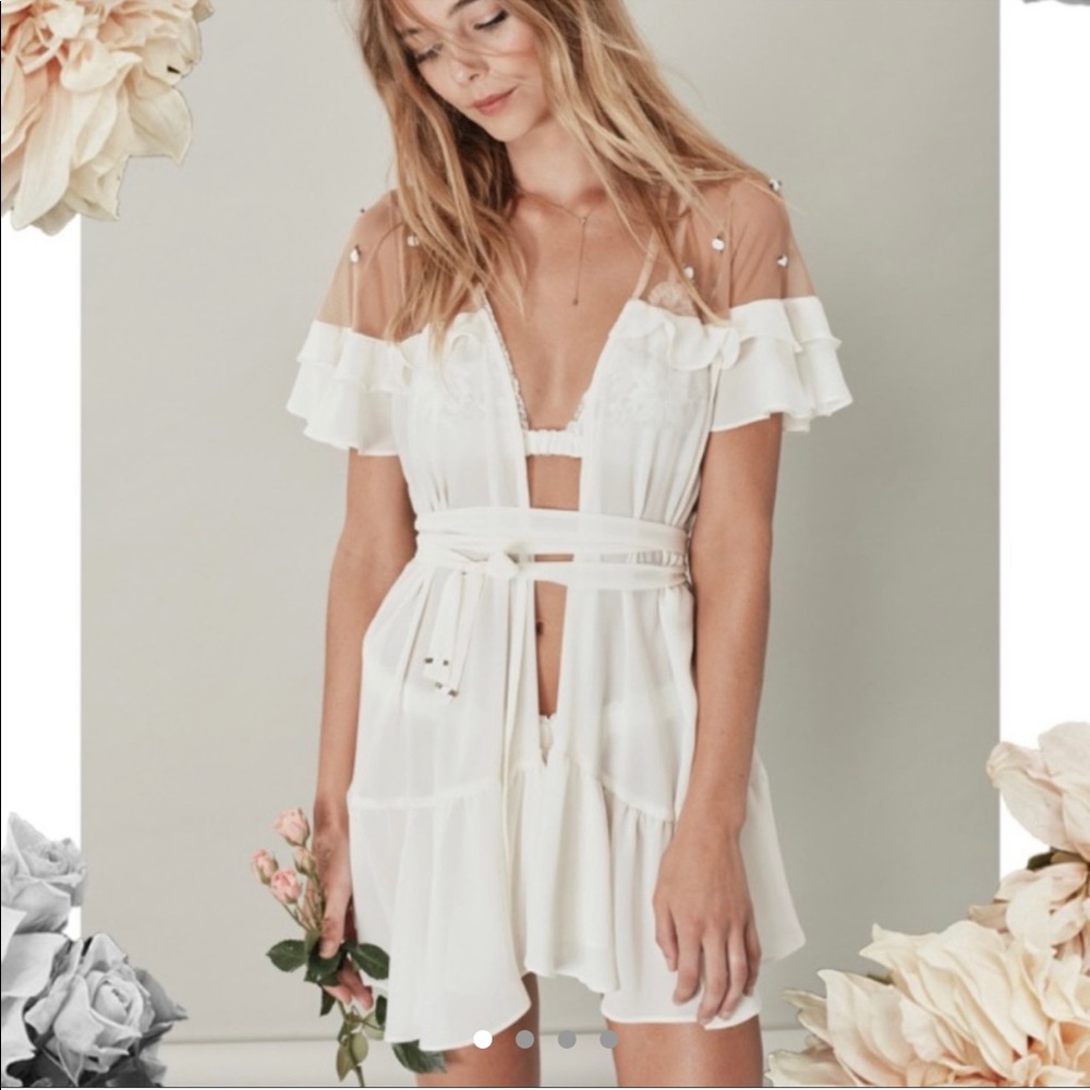 For Love & Lemons Skivvies Rosette Bud Robe Dress